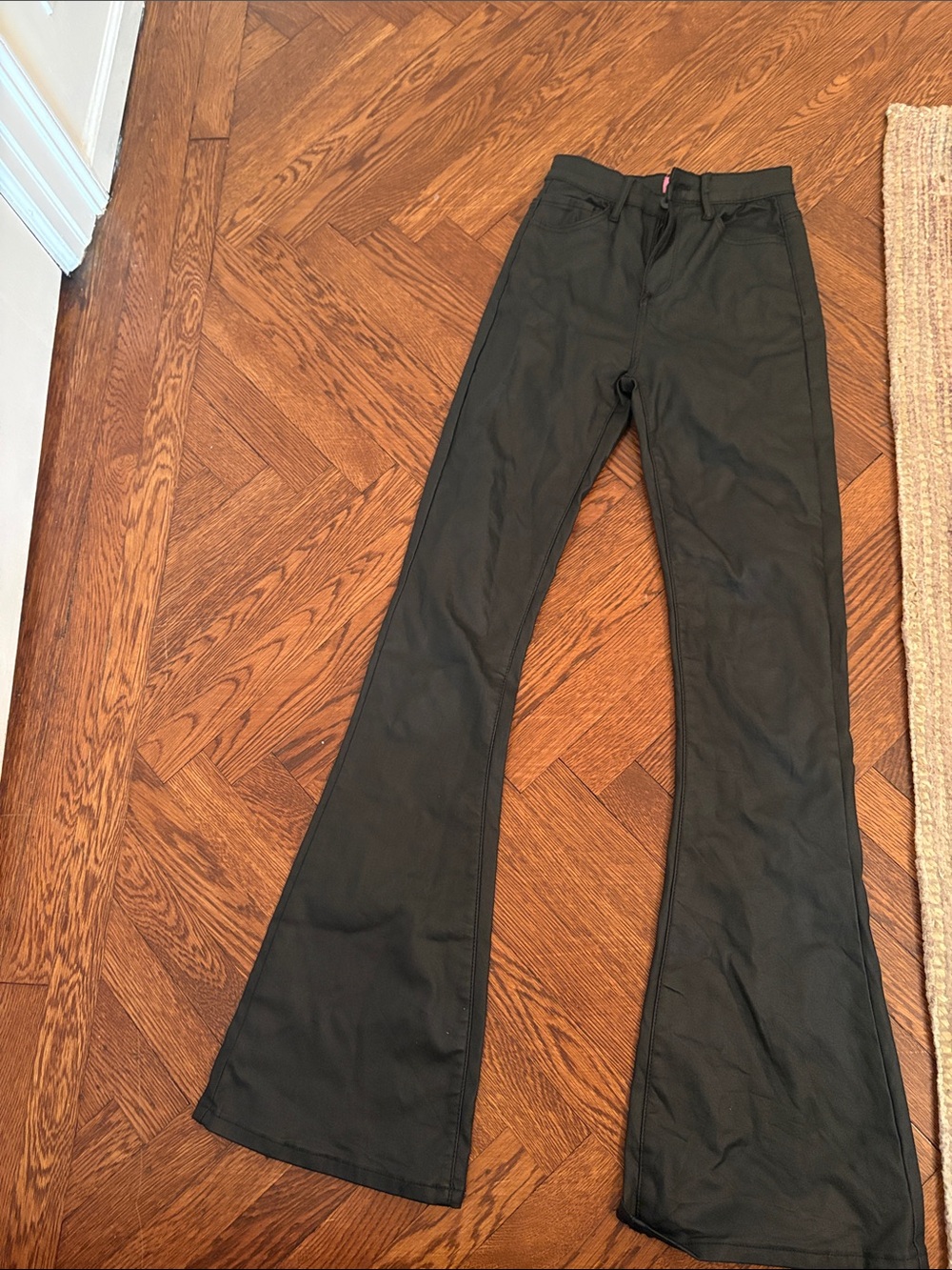 Women's Black Flared Leather Pants